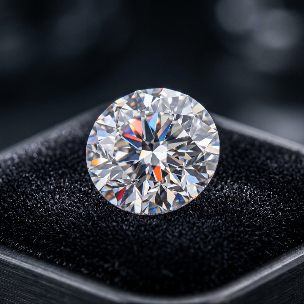 A perfectly cut round brilliant diamond